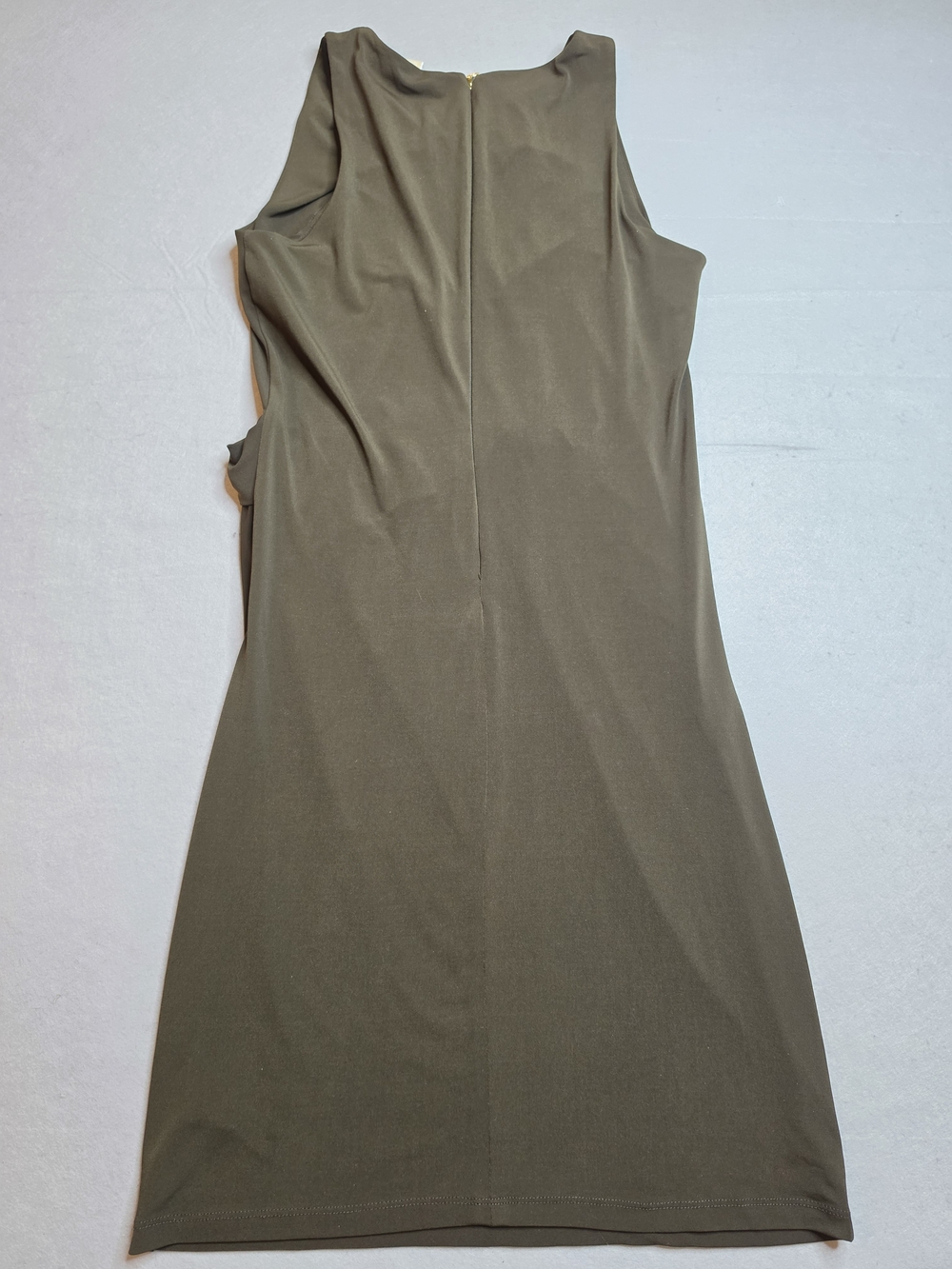 Michael Kors Olive Green Ruched Sleeveless Bodycon‎ Midi Dress - Size Small - Picture 7 of 7